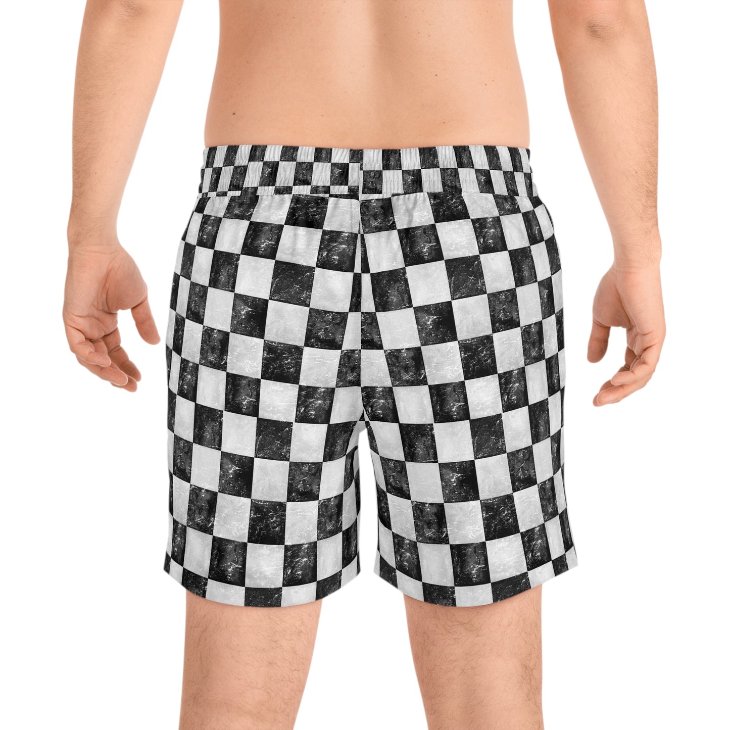 Washed Checkered Men's Swim Shorts
