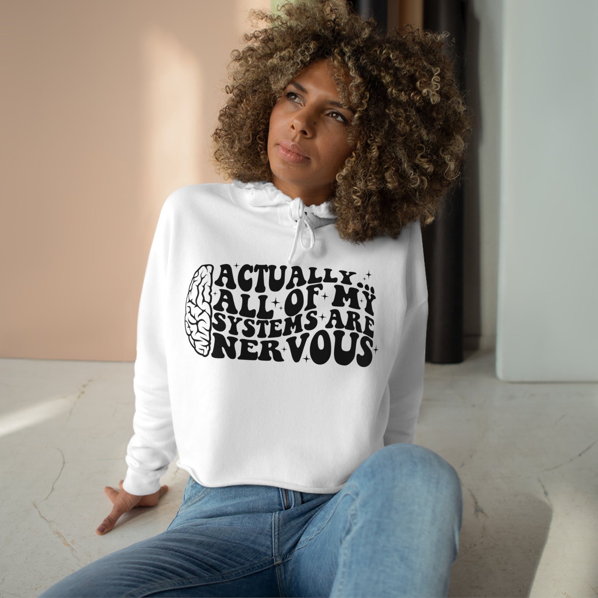 All of My Systems are Nervous Crop Hoodie
