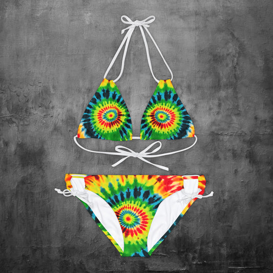 Tie-Dye Twist Strappy Bikini Set