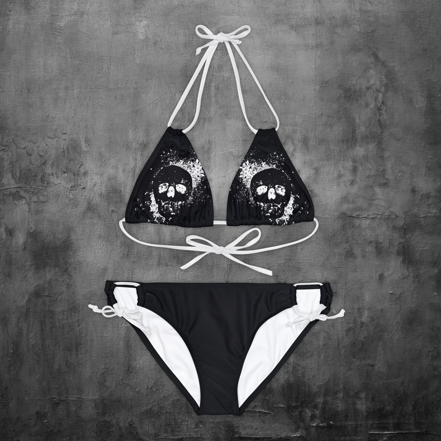 Skull Black Strappy Bikini Set