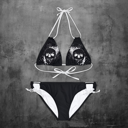Skull Black Strappy Bikini Set
