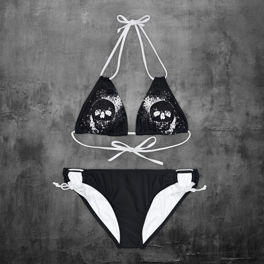 Skull Black Strappy Bikini Set