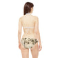 Beige Floral Strappy Bikini Set