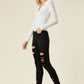 High Rise Distressed Skinny Jeans with a Raw Hem