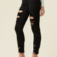 High Rise Distressed Skinny Jeans with a Raw Hem