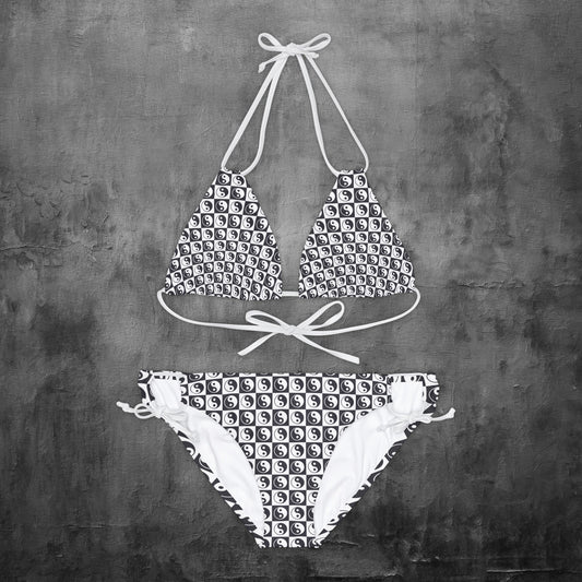 Yin Yang Checkered Strappy Bikini Set