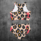Pinky Peach Leopard Print Sporty Bikini Set
