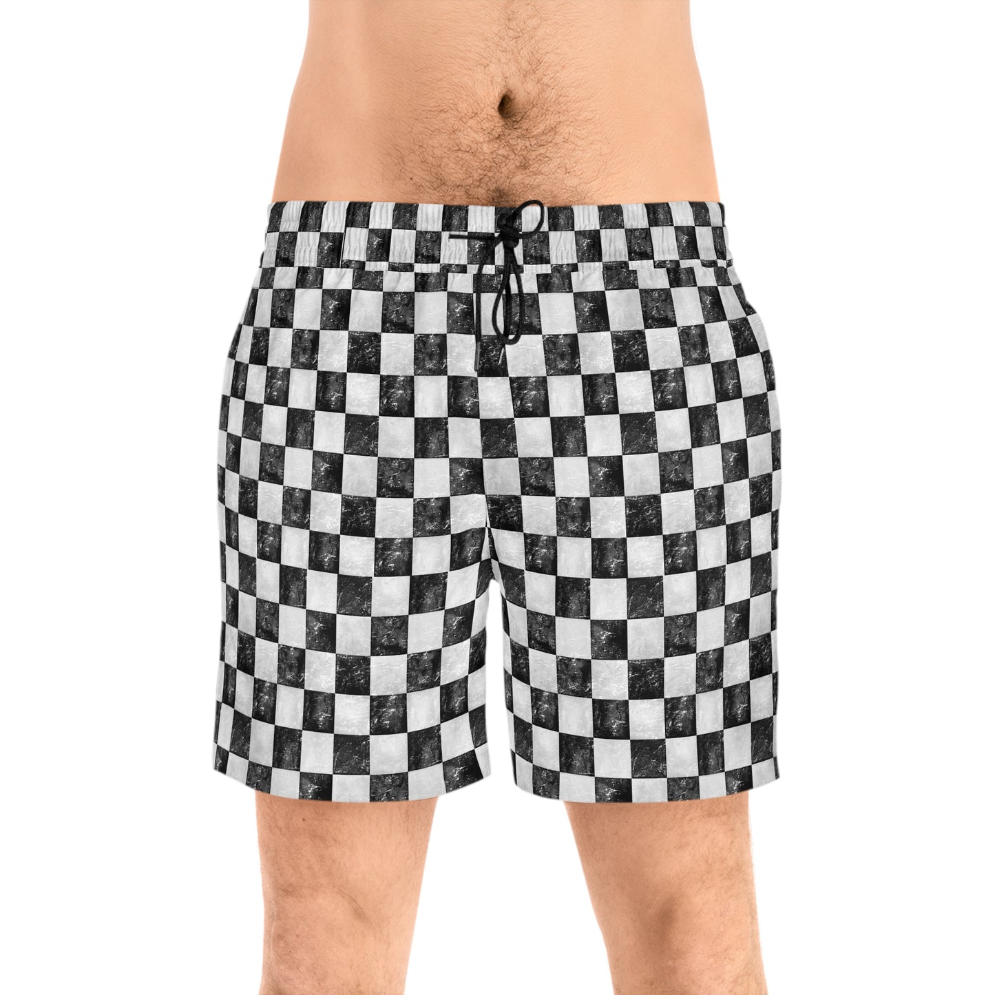 Washed Checkered Men's Swim Shorts