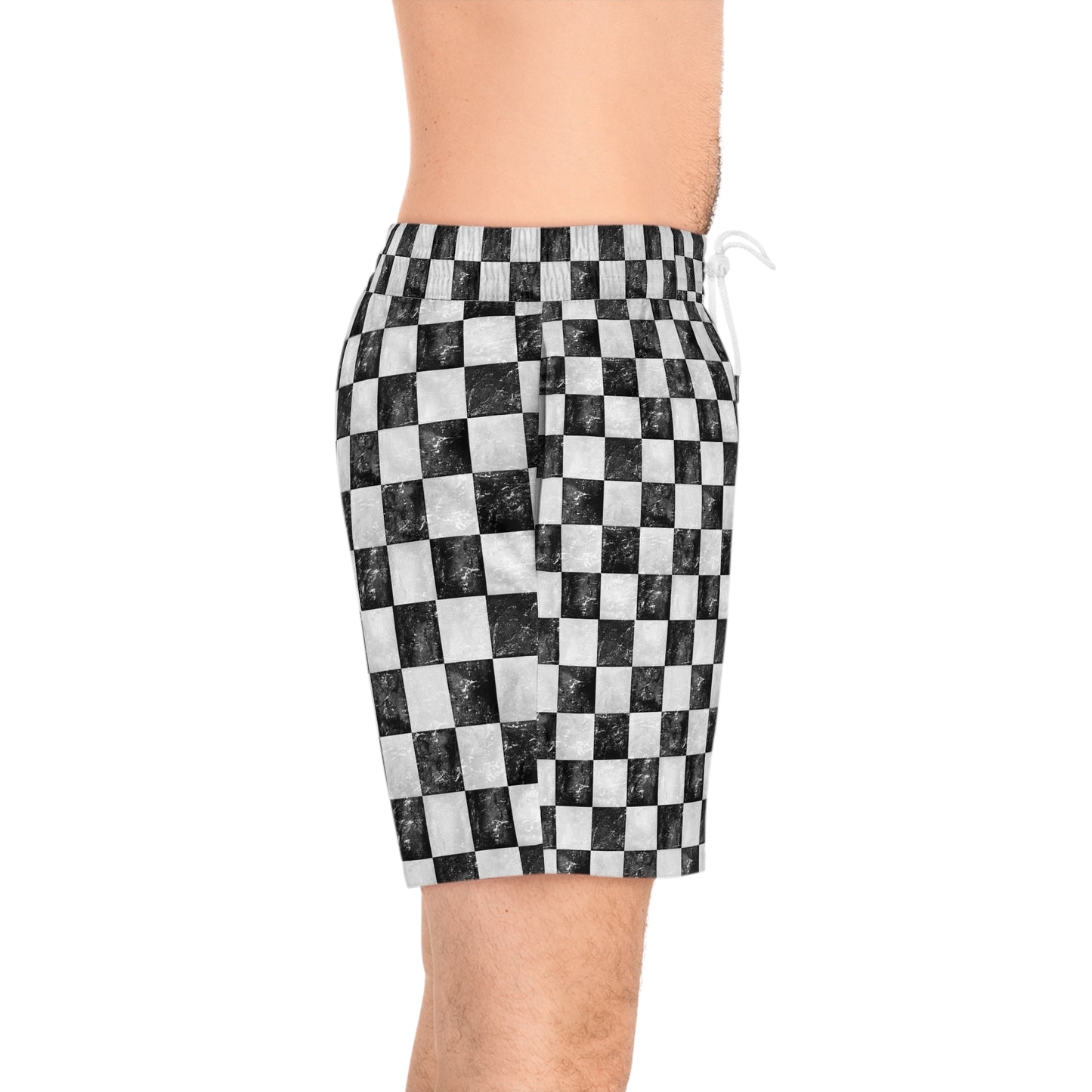 Washed Checkered Men's Swim Shorts