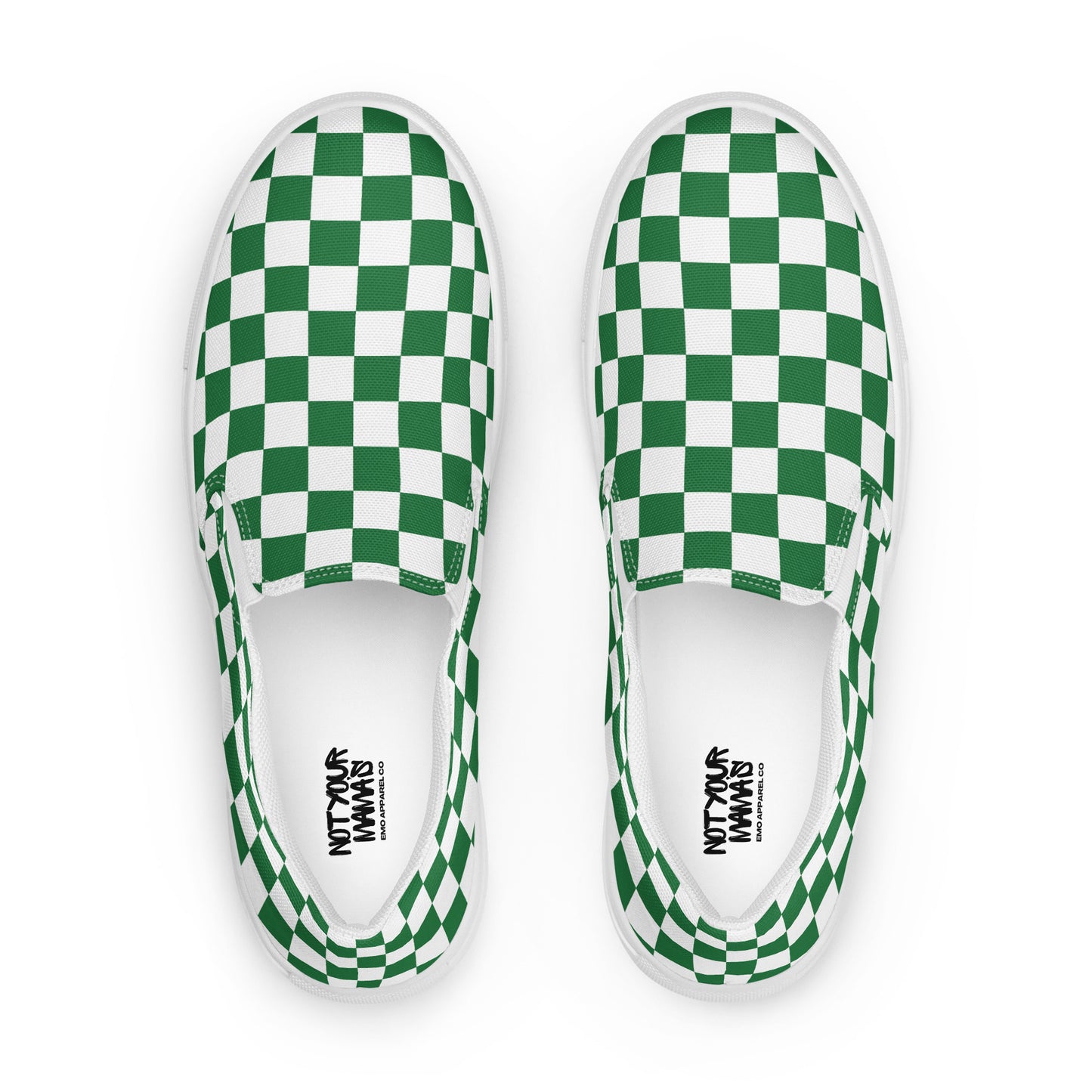Green Checkered Men’s slip-on canvas shoes