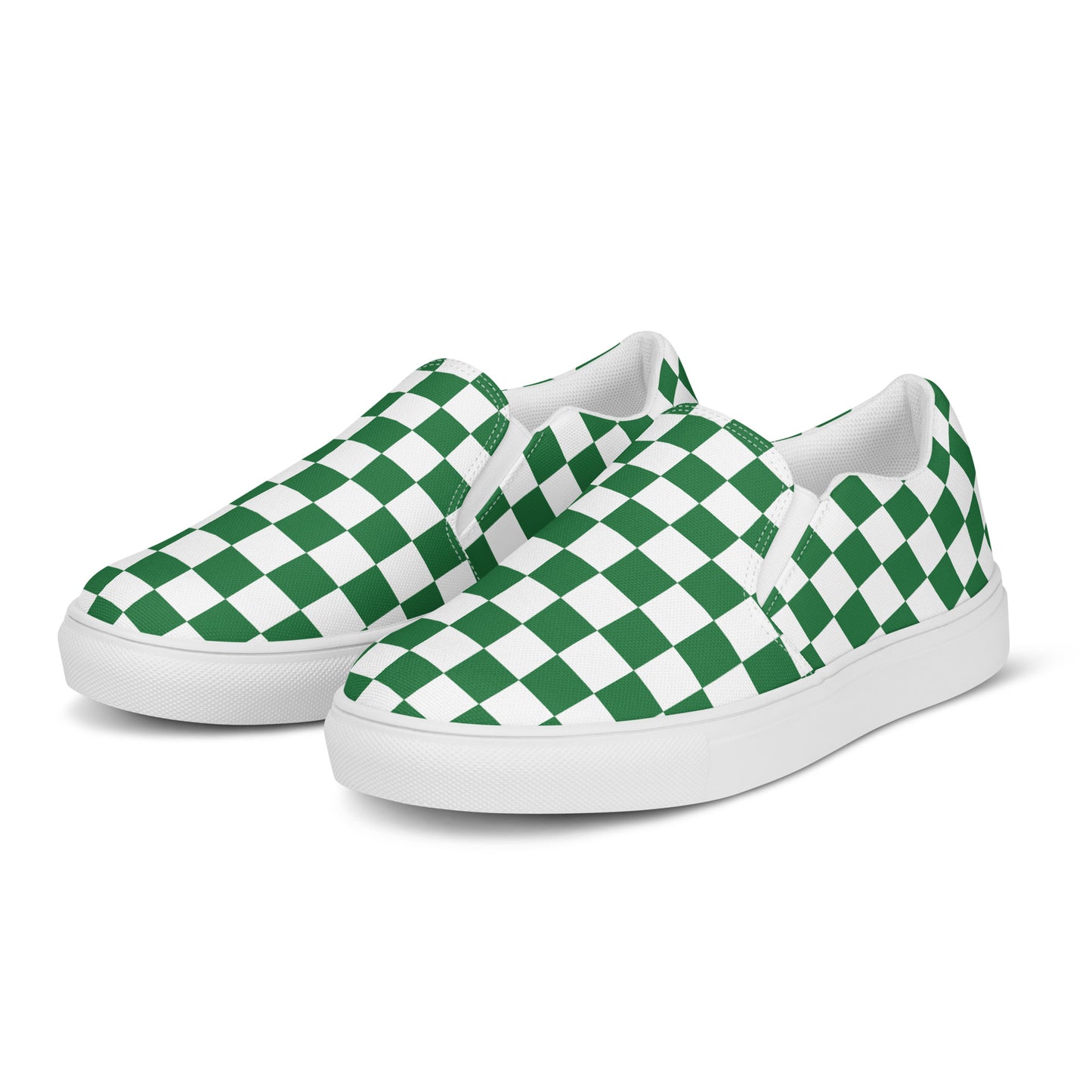 Green Checkered Men’s slip-on canvas shoes