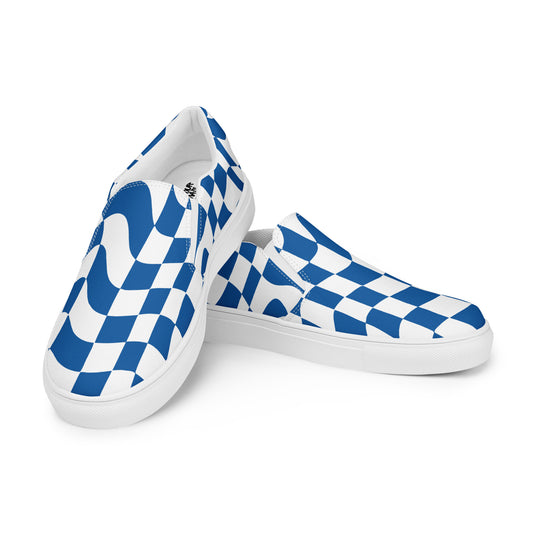 Blue Vibes Checkered Men’s slip-on canvas shoes