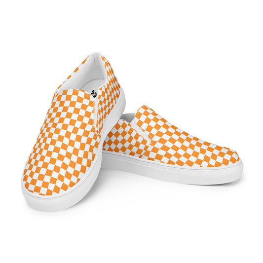 Orange Checkered Men’s slip-on canvas shoes