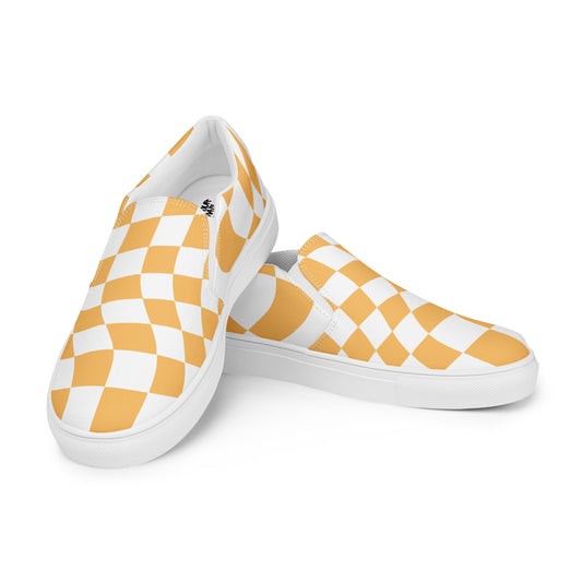 Yellow Vibes Checkered Men’s slip-on canvas shoes
