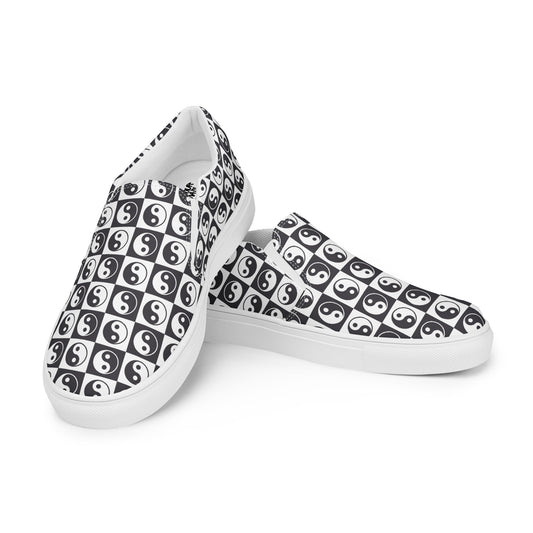 Yin Yang Checkered Men’s slip-on canvas shoes