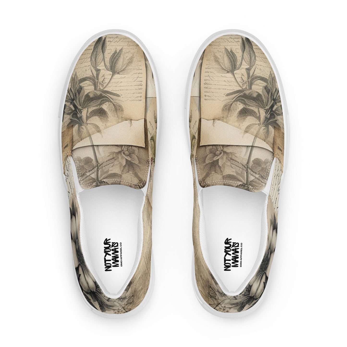 Beige Floral Women’s slip-on canvas shoes