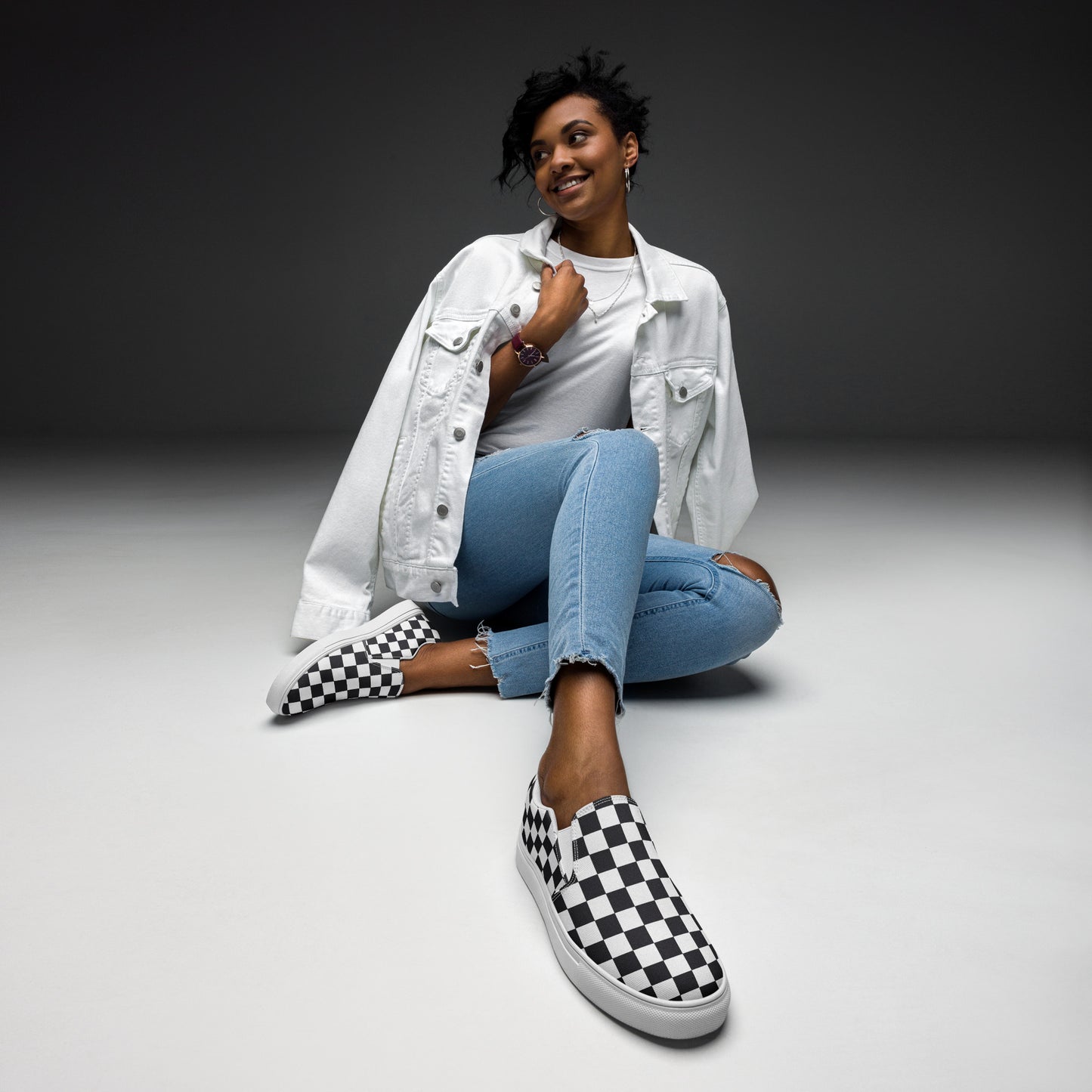Emo Checkered Women’s slip-on canvas shoes