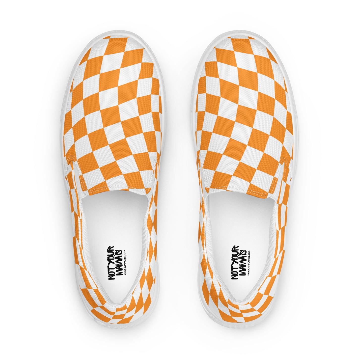 Orange Vibes Checkered Women’s slip-on canvas shoes