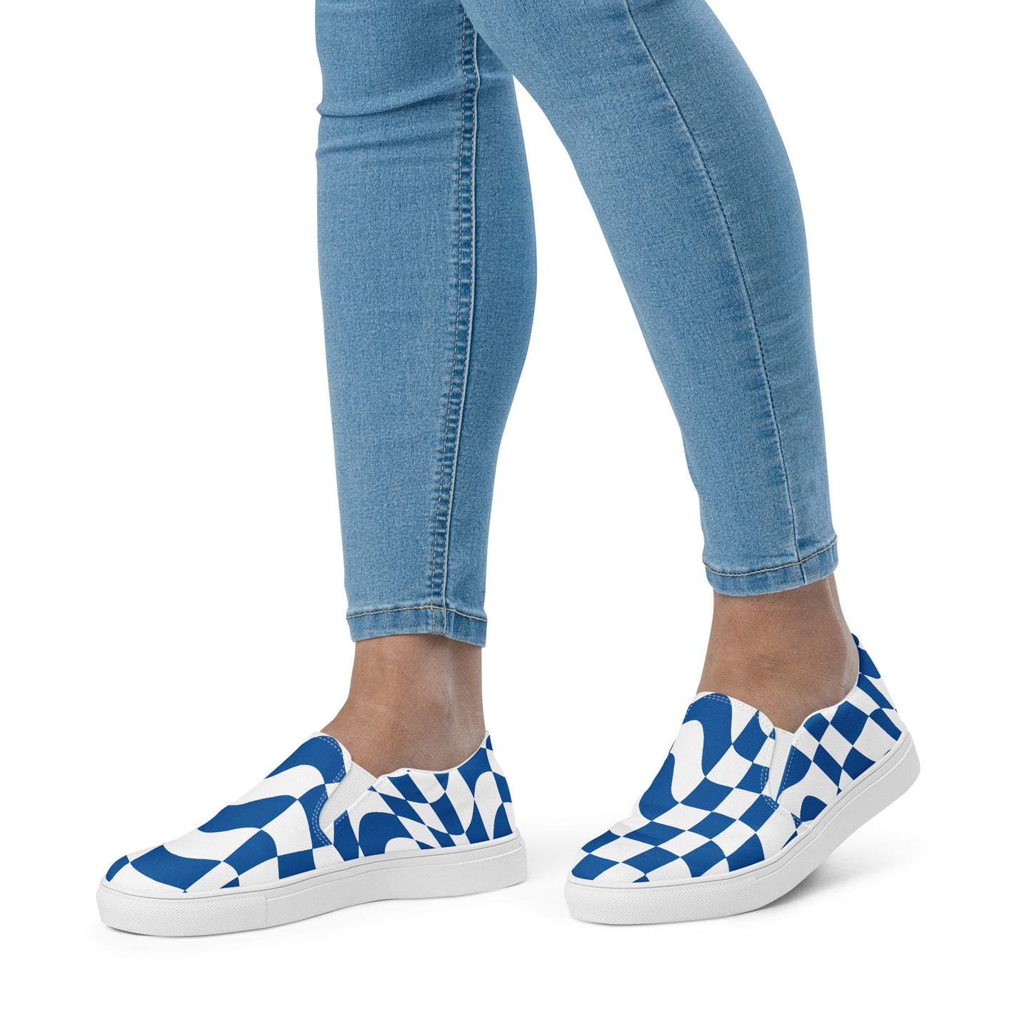 Blue Vibes Checkered Women’s slip-on canvas shoes
