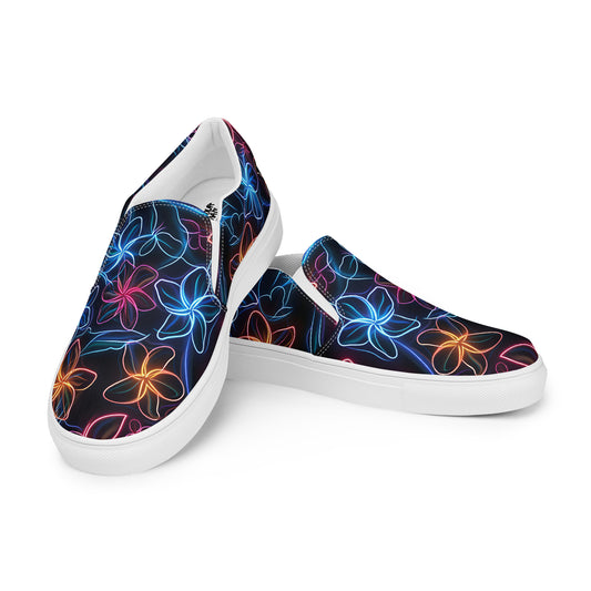 Neon Floral Women’s slip-on canvas shoes
