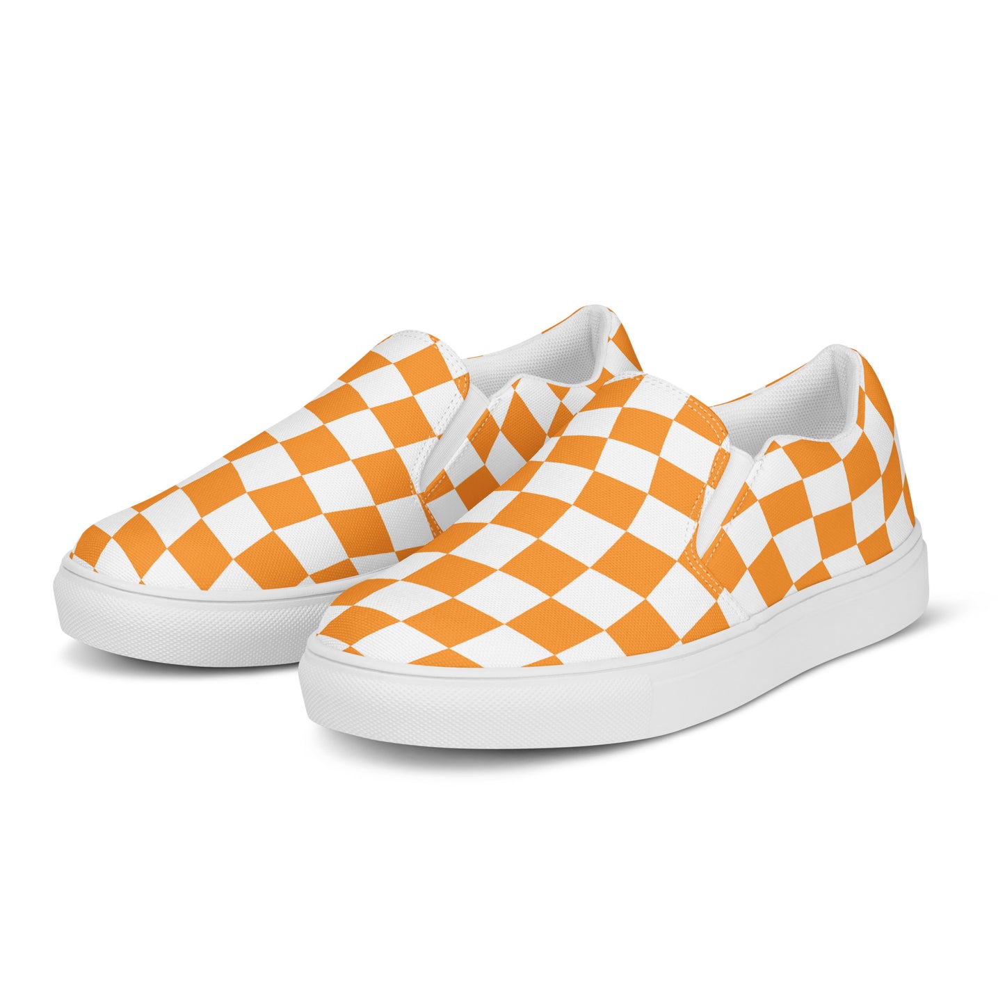 Orange Vibes Checkered Women’s slip-on canvas shoes