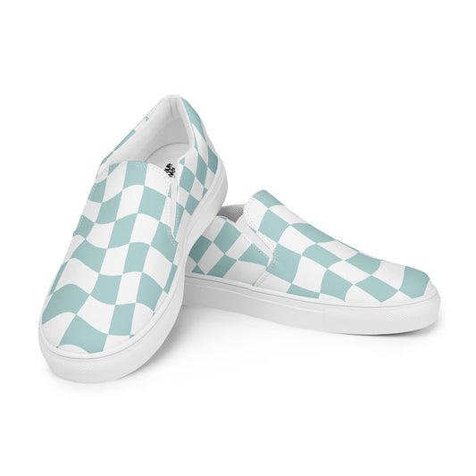 Mint Vibes Checkered Women’s slip-on canvas shoes