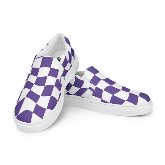 Purple Vibes Checkered Women’s slip-on canvas shoes