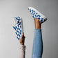 Blue Vibes Checkered Women’s slip-on canvas shoes